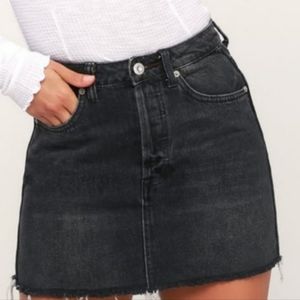 We the Free raw hem black jean skirt size 25, EUC